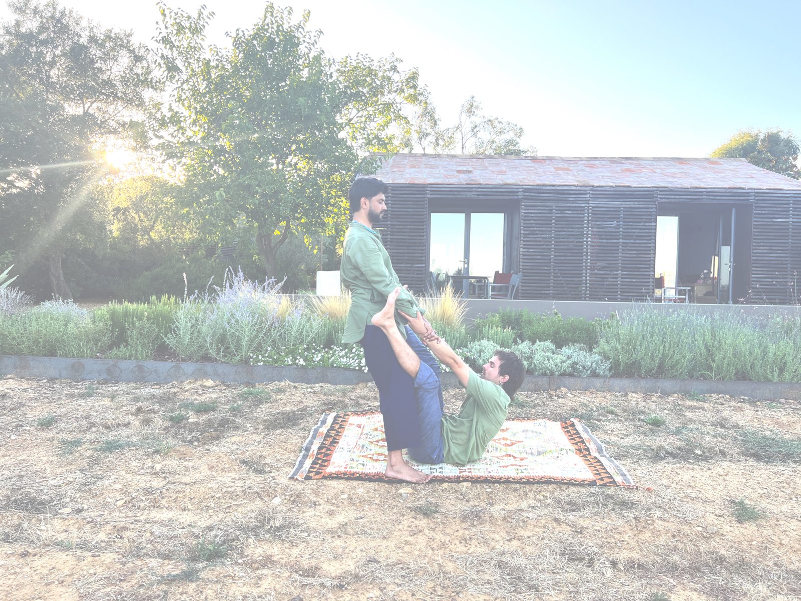 Partner Thai bodywork outdoors