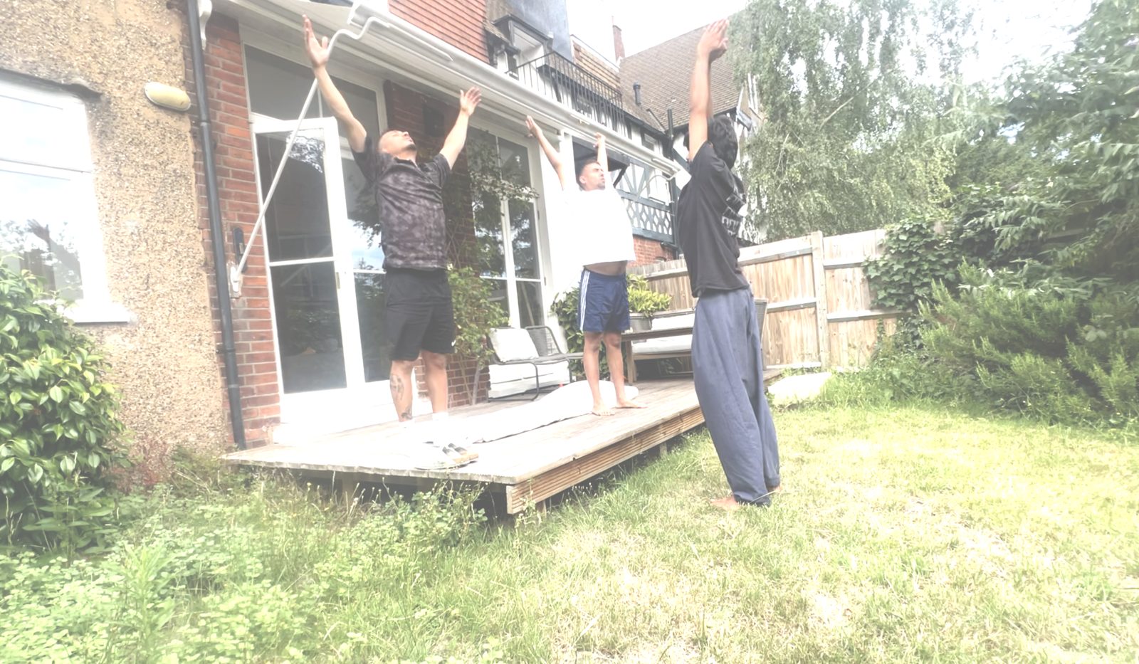Movement practice outdoors in a garden