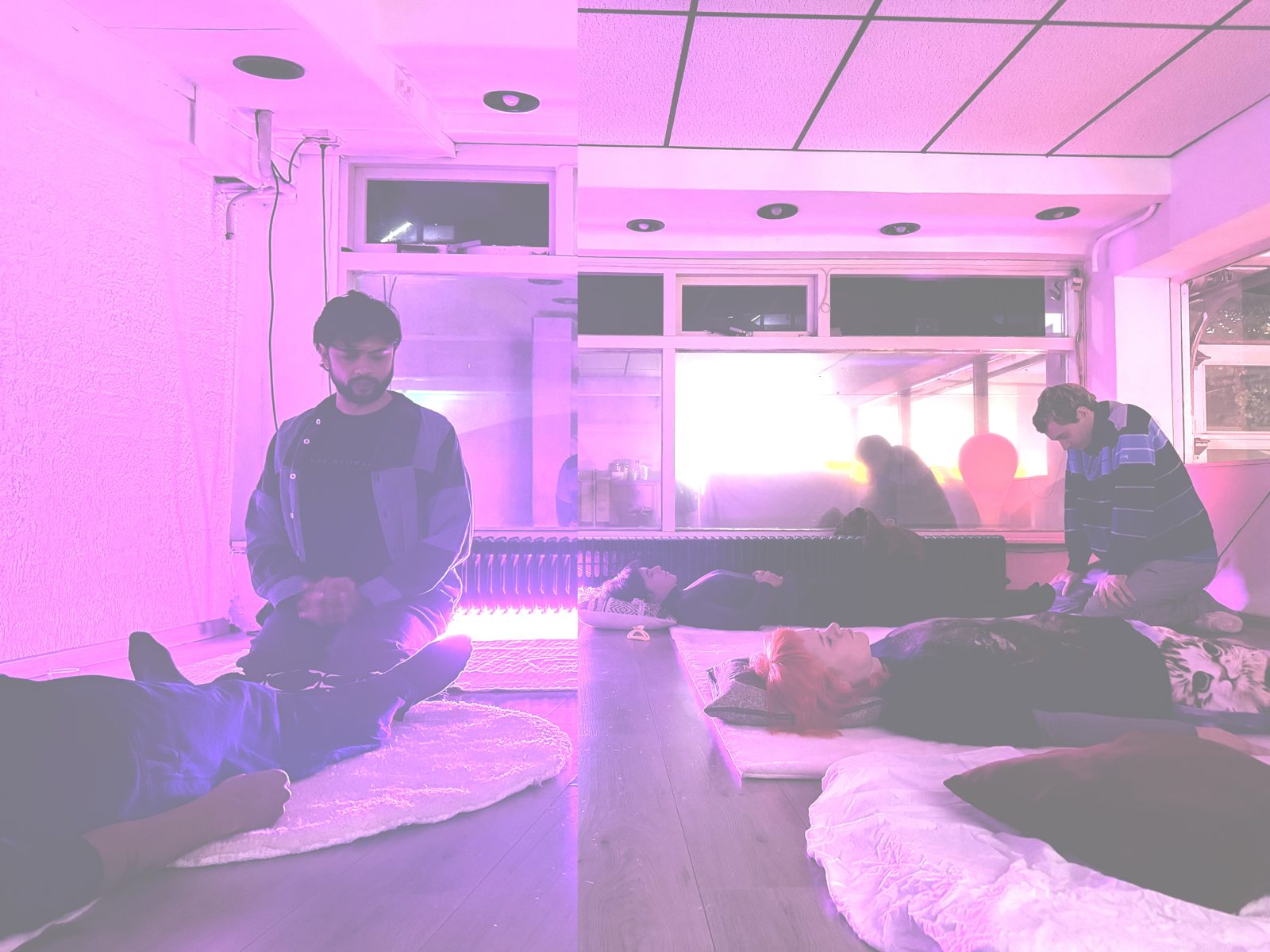 A group resting during an integration session